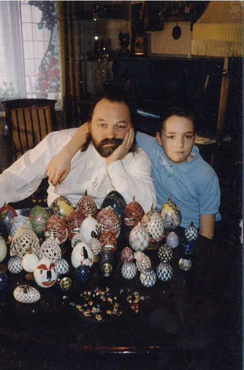Home collection of porcelain eggs. Son Vasilij. St.Petersburg .1998